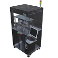 Industrial Automated Processing Equipment With Black Metal Frame Transparent Cover And Tri Color Warning Light