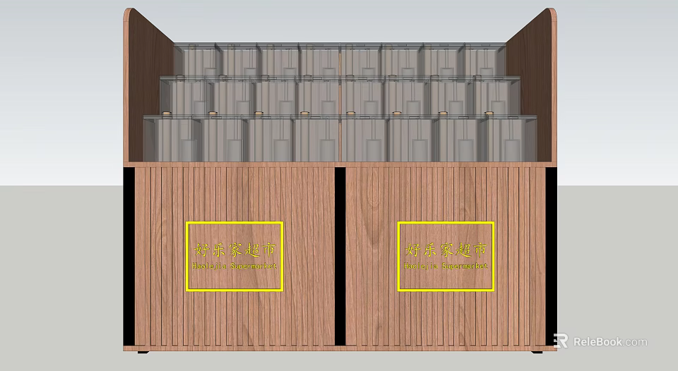 Wooden Display Shelves With Multi Level Tiers For Retail Store Merchandise Showcase 3d model 