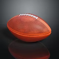 Orange Textured Stitched Football Sports Equipment on Black Background with Reflection