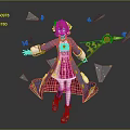 Red Haired Character In Traditional Outfit Holding Magic Staff With Yellow Butterflies Flying Around