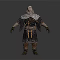 3D Rendered Fantasy Mythical Creature Character With Hooded Cloak And Ornate Belt