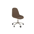 Leather Office Chair With Swivel Function Adjustable Height And Metal Base Rolling Casters