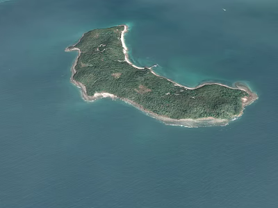Aerial View Of Tropical Island With Green Vegetation And White Sandy Beach 3d model