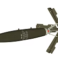 Military Weapon Aerial Bomb with Metallic Body Tail Fins and Structural Components Design
