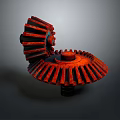 Red Gear Shaped Lighting Fixture Combination with Metal Texture and Modern Art Design