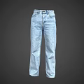 Light Blue Loose Fit Straight Leg Jeans For Casual Daily Outfit