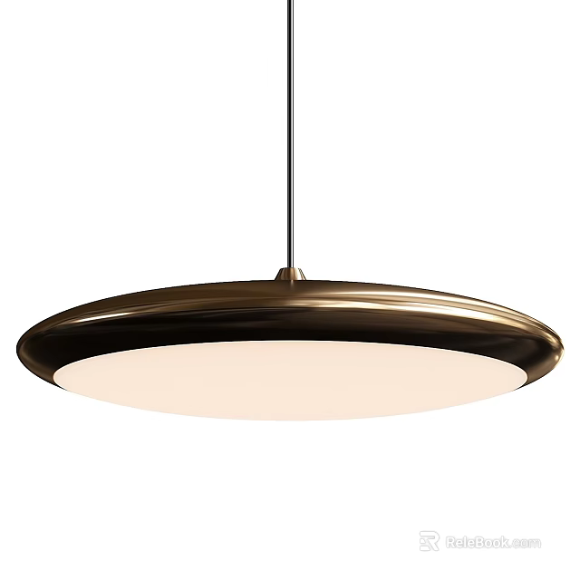 Modern Round Ceiling Light With Metal Frame And White Lampshade Design 3d model