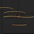 Minimalist Modern Hanging Chandelier With Multiple Illuminated Metallic Circular Rings