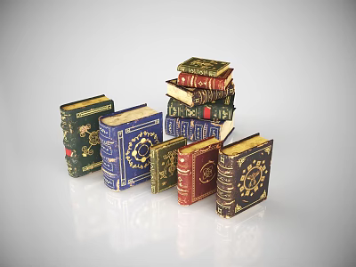Decorative Books With Various Colors And Intricate Cover Designs Stacked And Arranged 3d model