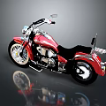 Shiny Red Classic Cruiser Motorcycle With Black Seat And Chrome Accents
