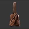 Stylish Brown Leather Handbags With Zipper Pocket And Buckle Closure Design