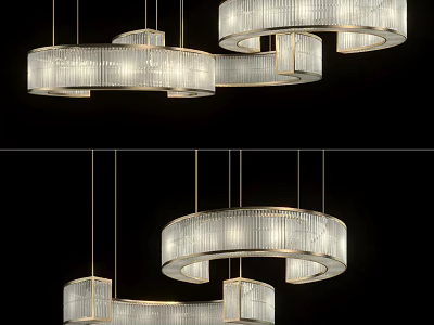 Elegant Modern Crystal Chandelier with Circular Design and Metal Frame for Home Lighting 3d model