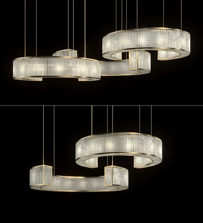 Elegant Modern Crystal Chandelier with Circular Design and Metal Frame for Home Lighting 3d model
