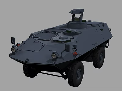 Gray Armored Military Tank With Turret And Wheels 3d model