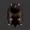 3D Modeled Brown Rat Character With Rounded Body Pink Nose And Claws