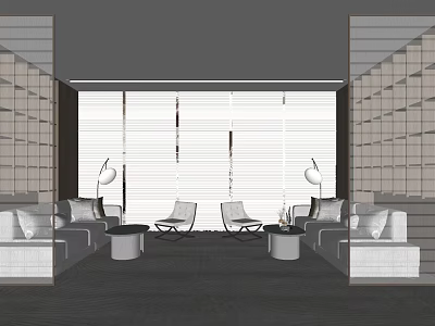 Modern Sales Office Interior With Comfortable Sofa Stylish Chairs And Elegant Floor Lighting 3d model