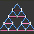 Geometric Pyramid Structure With Blue Pink Rods And White Connectors On Reflective Base