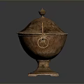 Ornate Carved Brass Sculpture Container With Lid Handles Decorative Edges And Base