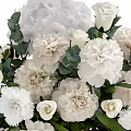 Elegant Brown Vase With White Roses Carnations Hydrangeas And Green Leaves