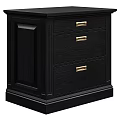 Modern Black Nightstand With Three Drawers And Gold Handles Simple Design