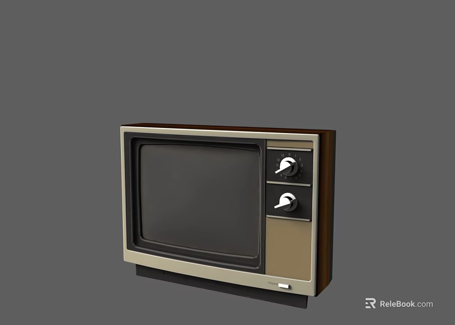 Vintage Television Set With Wooden Frame And Control Knobs On Front Panel 3d model 