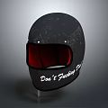 Black Helmet with Red Lining and Side Text Don't Fucking Panic 3d model