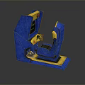 Blue And Yellow Gaming Computer Chair With Control Panel And Joystick