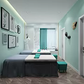 Serene Beauty SPA Room Interior With Bed Wooden Barrel Bathtub And Green Towels
