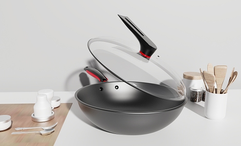 kitchen supplies wok 3d model