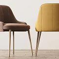 Modern Upholstered Dining Chairs With Curved Backrest And Wooden Slender Legs