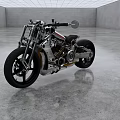 Custom Silver Motorcycle With Black Tires And Industrial Room Setting