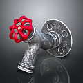 Metal Pipe Fitting With Red Wheel Handle And 288 5C Markings