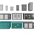 Industrial Equipment Electrical Enclosures Featuring Safety Warning Labels Different Sizes and Colors