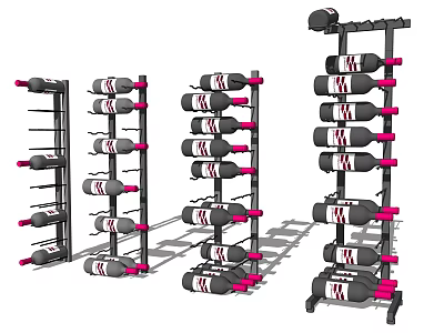 Modern Wine Racks With Various Designs And Black Pink Accents For Wine Storage 3d model