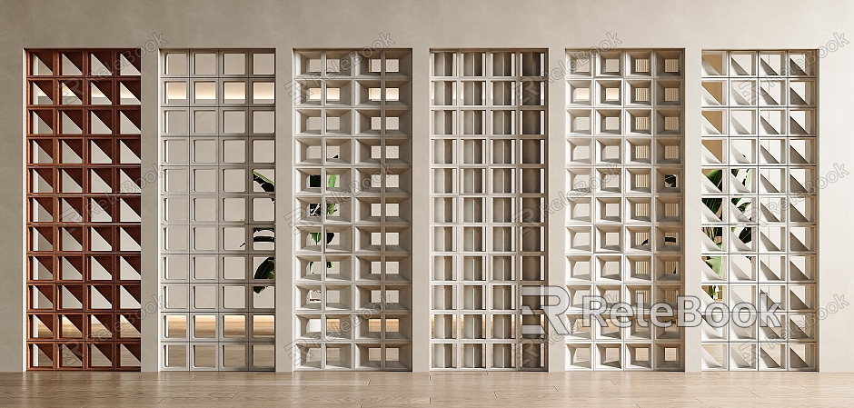 Silent wind cement brick partition cement partition hollow cement brick cement brick cement brick partition wall model