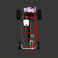 3D Model Race Car Frame With Red Yellow Structure White Seat And Black Wheels