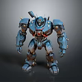 Sci Fi Mechanical Robot 3D Model With Blue Armor And Red Core