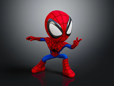 Cartoon Style Spider Man 3D Rendered With Red Blue Costume And Action Pose 3d model