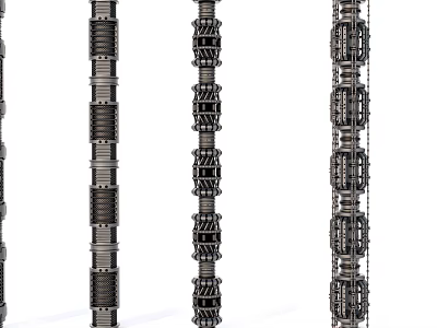 Industrial Metal Pipes With Multiple Connected Mechanical Sections And Components 3d model