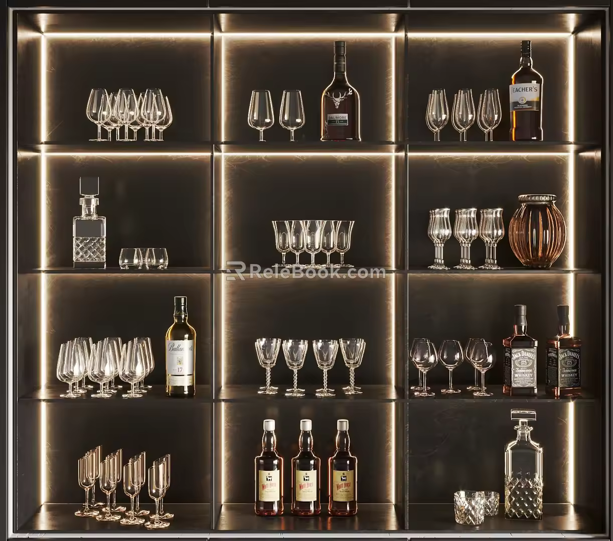 Wine Whisky Wine with Goblet Drinks 3d model