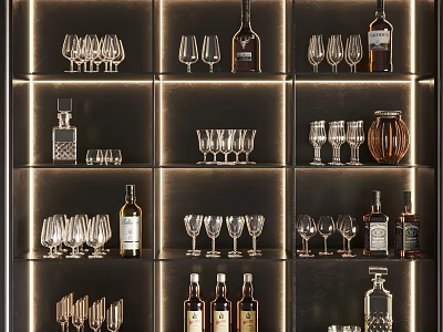 Wine Whisky Wine with Goblet Drinks 3d model