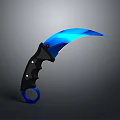Tactical Karambit Knife With Blue Sharp Blade And Black Handle Ring 3d model