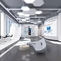 Modern Reception Area With White Desk Blue Chairs World Map Decor And Open Space Design