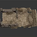 Modern Scene of Ancient Stone Ruins Model with Textured Platform and Steps 3d model