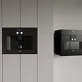 Modern Style Black Built in Kitchen Appliances with Gray Cabinets and Digital Controls