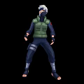 Ninja Character In Green Vest Headband And Dark Blue Outfit With Arm Guards