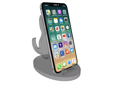Smartphone on Ergonomic Phone Stand with App Icons Display and Stable Base 3d model