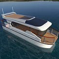 Modern Luxury Yacht Featuring Spacious Deck Glass Windows And Calm Water Reflection