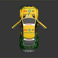 Audi Green And Yellow Race Car With Open Doors Rear Wing And Sponsor Logos