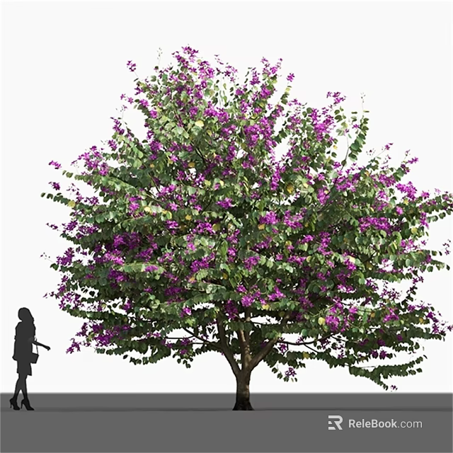 Tall Arbor With Lush Purple Flowers And Green Leaves In Landscape 3d model 